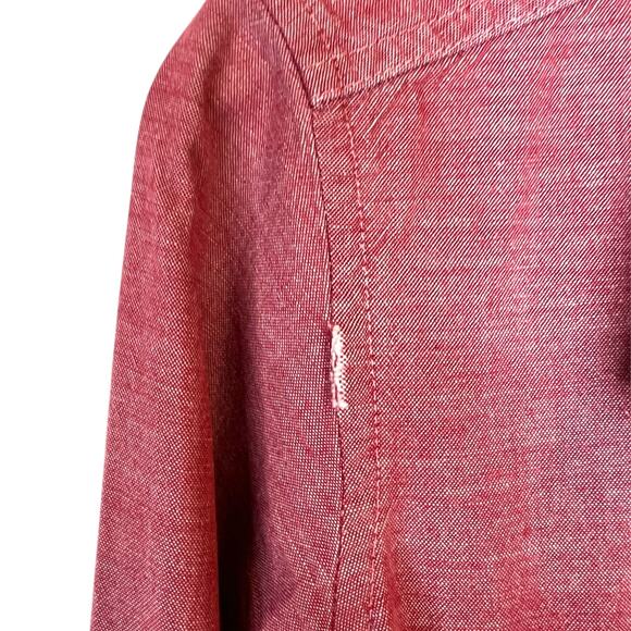 PATAGONIA Long-Sleeved Chambray Shirt Organic Cotton in Red Women's Size 2 - Picture 4 of 9